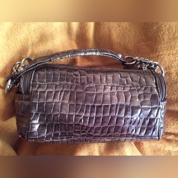 Kathy Van Zeeland KVZ Brown Croc-Embossed Women's Handbag - Picture 2 of 10